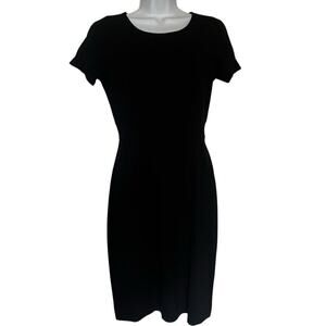 Lark & Ro Womens Black Short Sleeve Sheath Dress Size 6 Ponte Knit Workwear